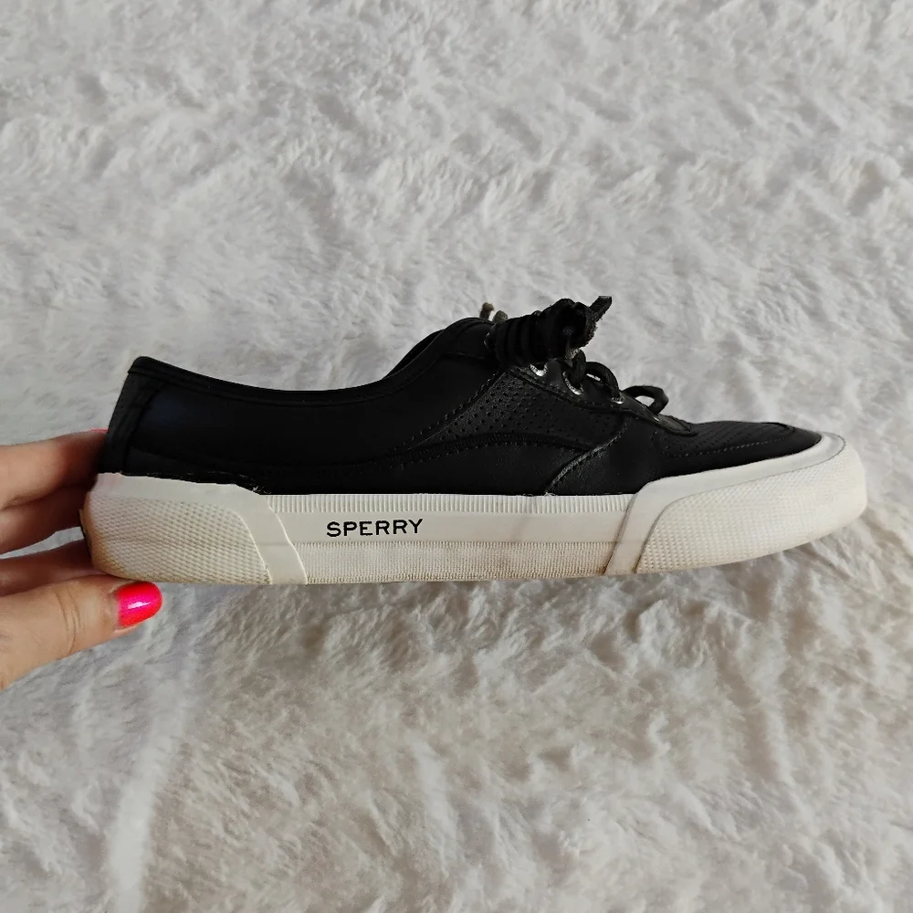 Sperry Top Sider Black Leather Sneakers